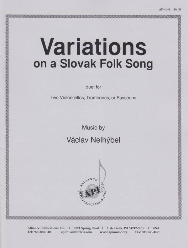Variations On A Slovak Folk Song - Nelhybel - Cello Duet