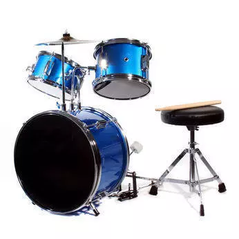 3-Piece Junior Drum Kit with Cymbals, Hardware & Throne - Blue