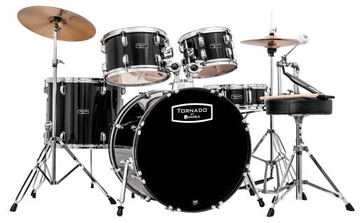 Mapex - Batterie 5fts Tornado (20-10-12-14-CC) avec cymbales et accessoires, fini noir