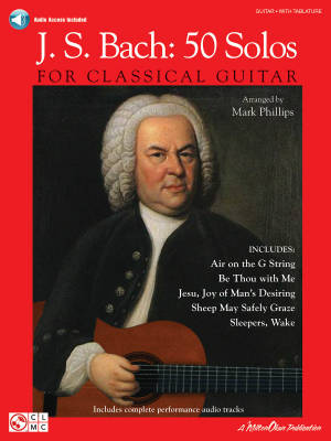 J.S. Bach: 50 Solos for Classical Guitar - Bach/Phillips - Classical Guitar TAB - Book/Audio Online