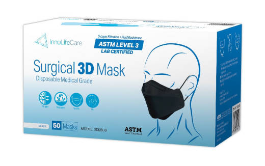 Disposable 3D Mask for Singers, Black (Box of 50)