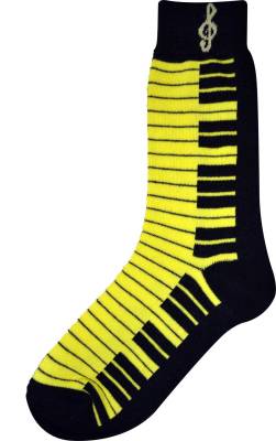 Piano Keyboard Socks - Ladies - Neon Yellow