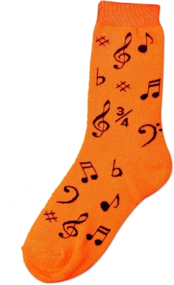 Music Note Socks - Ladies - Orange
