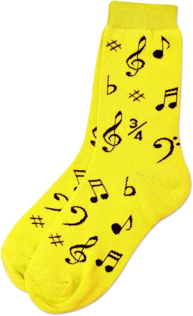 Music Note Socks - Ladies - Yellow