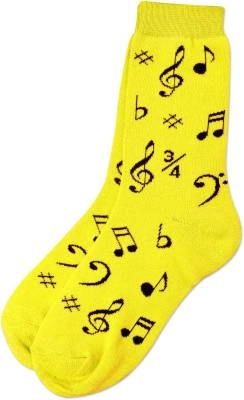 AIM Gifts - Music Note Socks - Ladies - Yellow