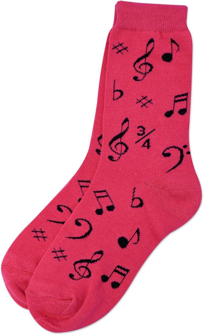 Music Note Socks - Ladies - Pink