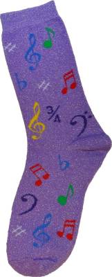 Music Note Socks - Ladies - Metallic