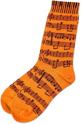 Keyboard and Music Staff Socks - Ladies - Orange