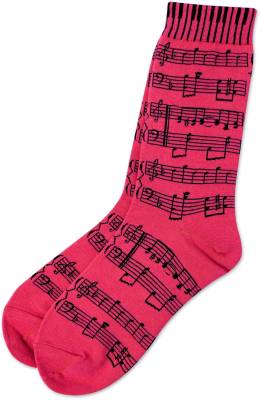Pink Staff & Keyboard Ladies Socks
