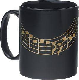 Music Notes On Staff Coffee Mug Black/Gold