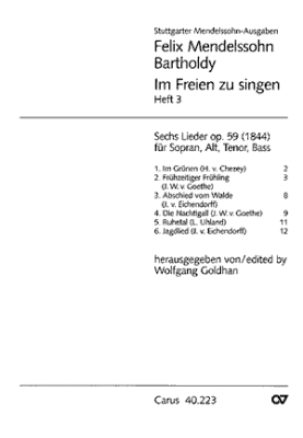 Carus Verlag - Im Freien Zu Singen Op 59, 1-6 - Mendelssohn - SATB