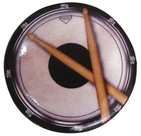 Drum With Sticks Button - 1.25\'\'