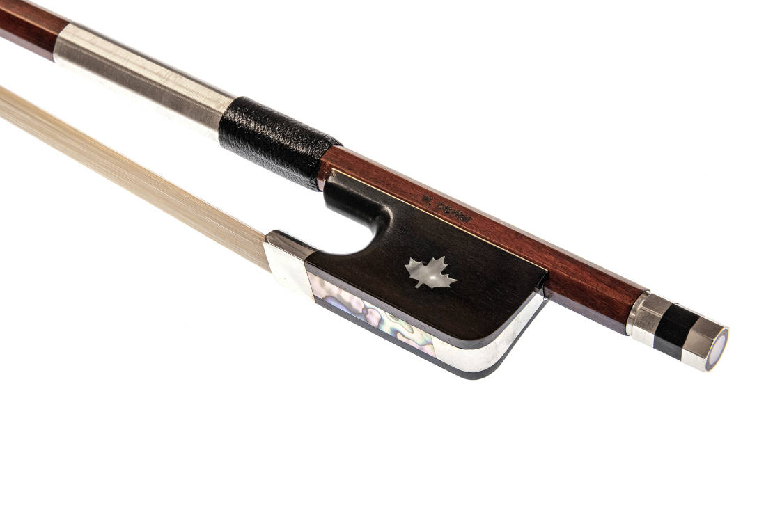 Pernambuco Cello Bow, Octagonal w/Maple Leaf Inlay - 18