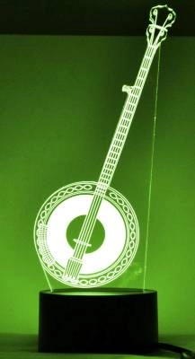 AIM Gifts - 3D LED Banjo Light, 7 Colours, 4 x 10