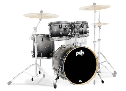 Pacific Drums - Concept Maple 4-Piece Shell Pack (20,10,12,14) - Silver to Black Fade