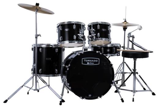 Tornado 5-Piece Drum Kit (22,10,12,16,SD) with Cymbals and Hardware - Black Sparkle