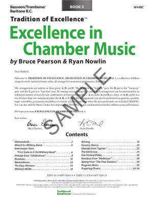 Tradition of Excellence: Excellence In Chamber Music Book 3 - Pearson/Nowlin - Trombone/Baritone BC/Bassoon - Book