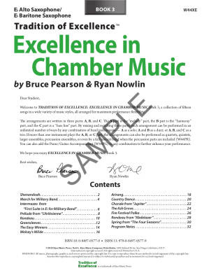 Tradition of Excellence: Excellence In Chamber Music Book 3 - Pearson/Nowlin - Eb Alto Saxophone/Eb Baritone Saxophone - Book