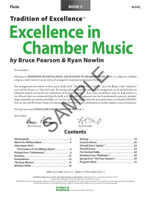 Tradition of Excellence: Excellence In Chamber Music Book 3 - Pearson/Nowlin - Flute - Book