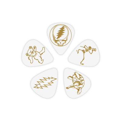 Grateful Dead Signature Guitar Picks - White and Gold