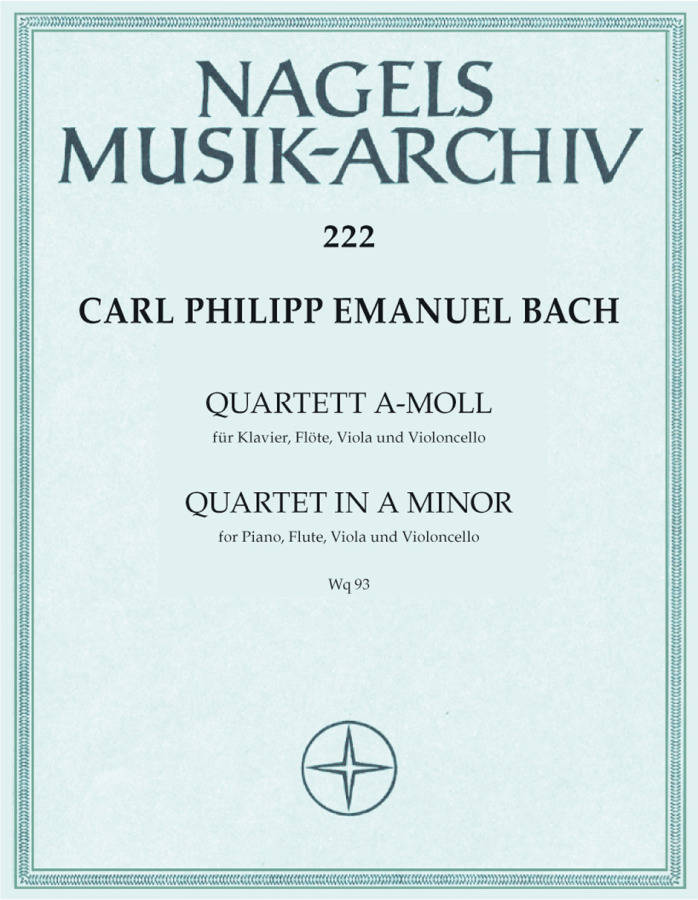 Quartet In A Minor, Wq.93 for Piano, Flute, Viola and Violonello - Bach - Score/Parts