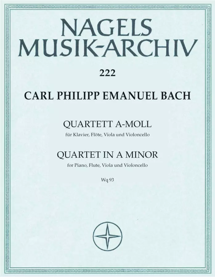 Quartet In A Minor, Wq.93 for Piano, Flute, Viola and Violonello - Bach - Score/Parts