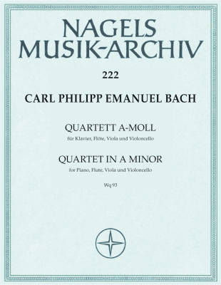 Baerenreiter Verlag - Quartet In A Minor, Wq.93 for Piano, Flute, Viola and Violonello - Bach - Score/Parts