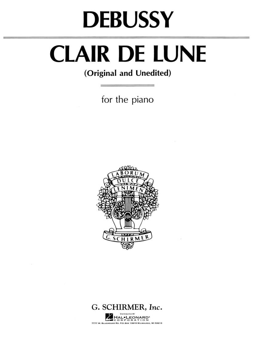 Clair de Lune (Original and Unedited) - Debussy - Piano Solo - Sheet Music