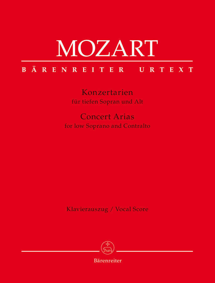 Concert Arias For Low Soprano and Contralto - Mozart - Vocal Score