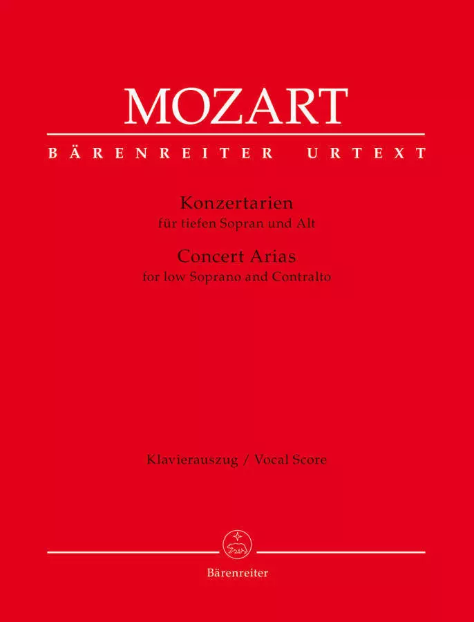 Concert Arias For Low Soprano and Contralto - Mozart - Vocal Score