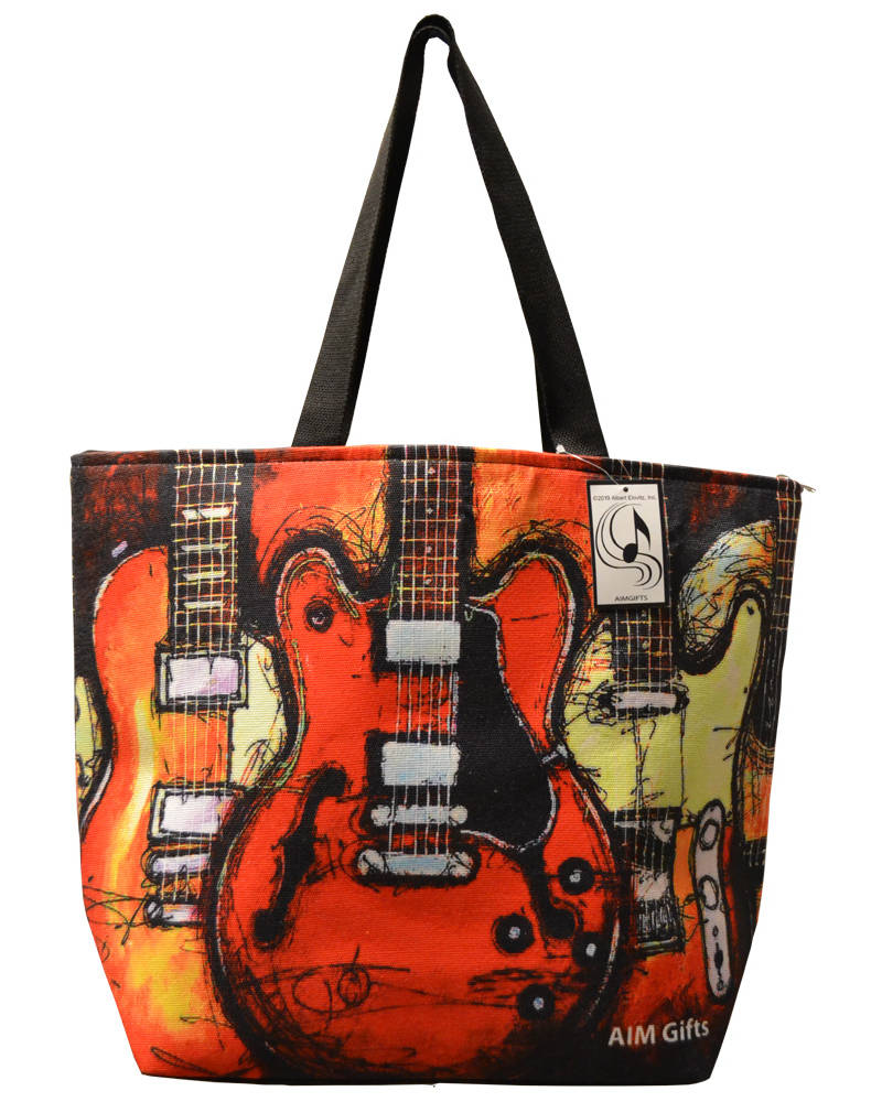Reusable Tote Bag - Red Guitars