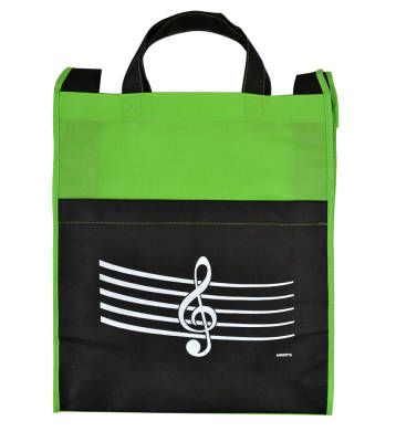 Reusable Tote Bag with Treble Clef - Lime Green