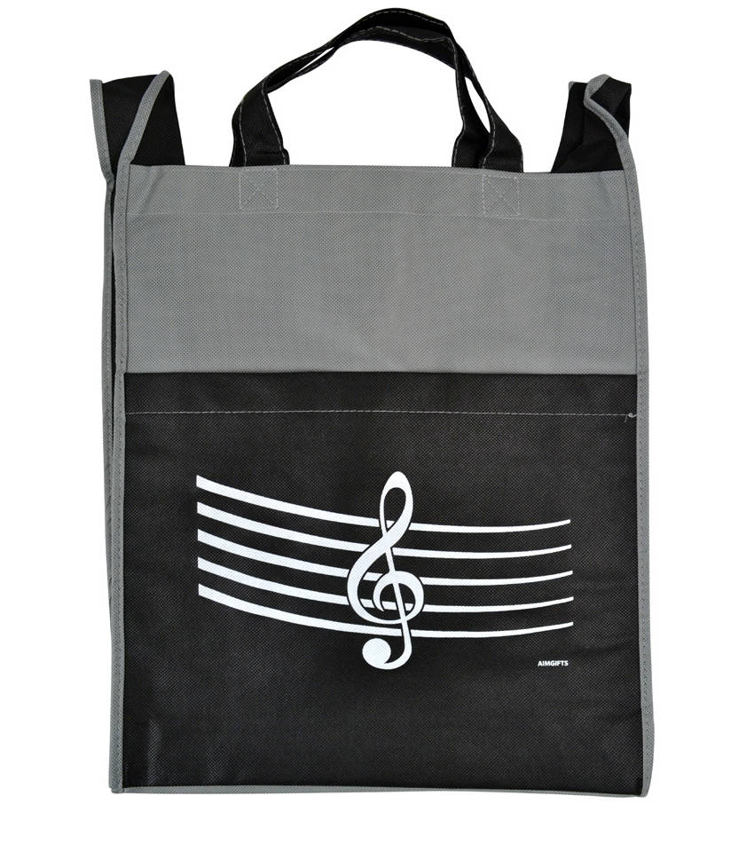 Reusable Tote Bag with Treble Clef - Grey