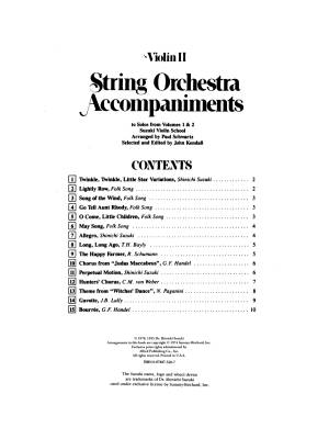 Summy-Birchard - String Orchestra Accompaniments to Solos from Volumes 1 & 2 - Suzuki/Schwartz/Kendall - Violin 2 - Book