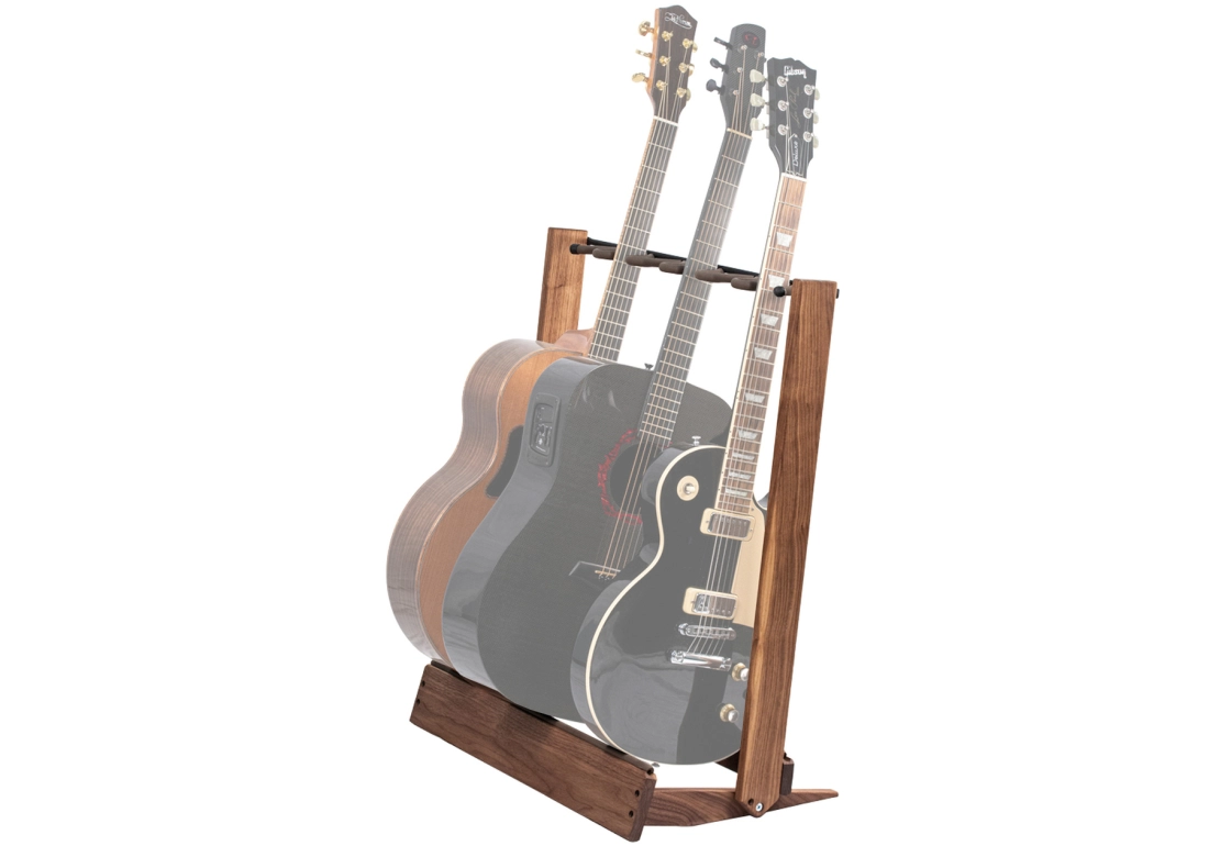 Multiple Guitar Side Loading Floor Rack - Black Walnut