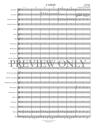 Canon - Pachelbel/Marlatt - 2 Flutes/2 Clarinets/Concert Band - Gr. 3