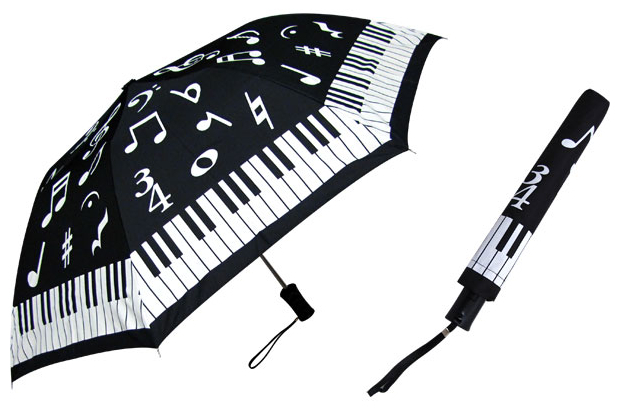 Standard Umbrella with Keyboard, Notes and Music Symbols