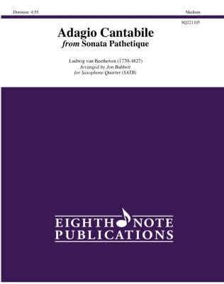 Eighth Note Publications - Adagio Cantabile from Sonata Pathtique Beethoven/Bubbett Quatuor de saxophone Niveau intermdiaire