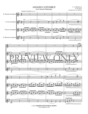 Adagio Cantabile from Sonata Pathetique - Beethoven/Bubbett - Saxophone Quartet - Gr. Medium