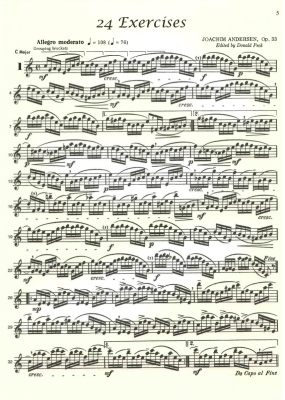 Twenty-Four Exercises for the Flute, Opus 33 - Anderson/Peck - Flute - Book