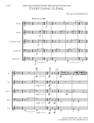Everything is Fine. - Chamberlain - Woodwind Quintet - Score/Parts