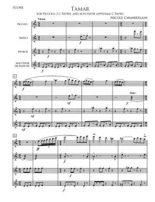 Tamar - Chamberlain - Flute Quartet - Score/Parts