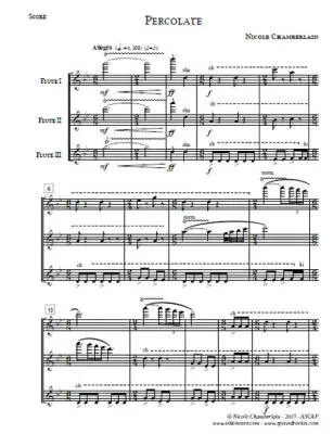 Percolate - Chamberlain - Flute Trio - Score/Parts