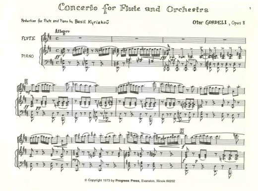Flute Concerto for Flute and Orchestra, Op. 8 - Gordeli/Kujala - Flute/Piano Reduction - Sheet Music