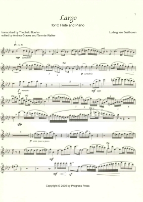 Largo - Beethoven /Boehm /Graves /Walker - Alto Flute or C Flute/Piano - Sheet Music