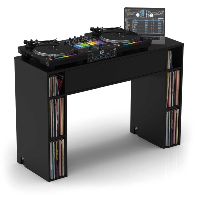 Modular Mix Station with Vinyl Storage - Black
