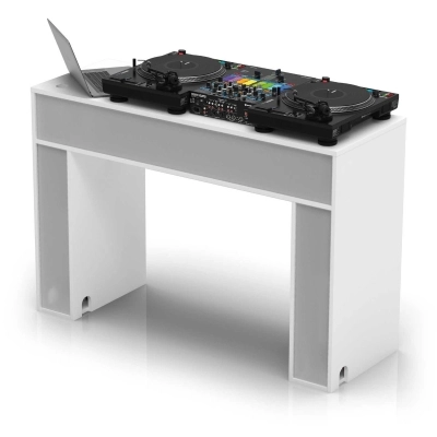 Modular Mix Station with Vinyl Storage - White