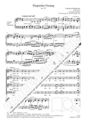 Elegischer Gesang (Elegiac Song), Op.118 - Beethoven/Wolf - Vocal Score