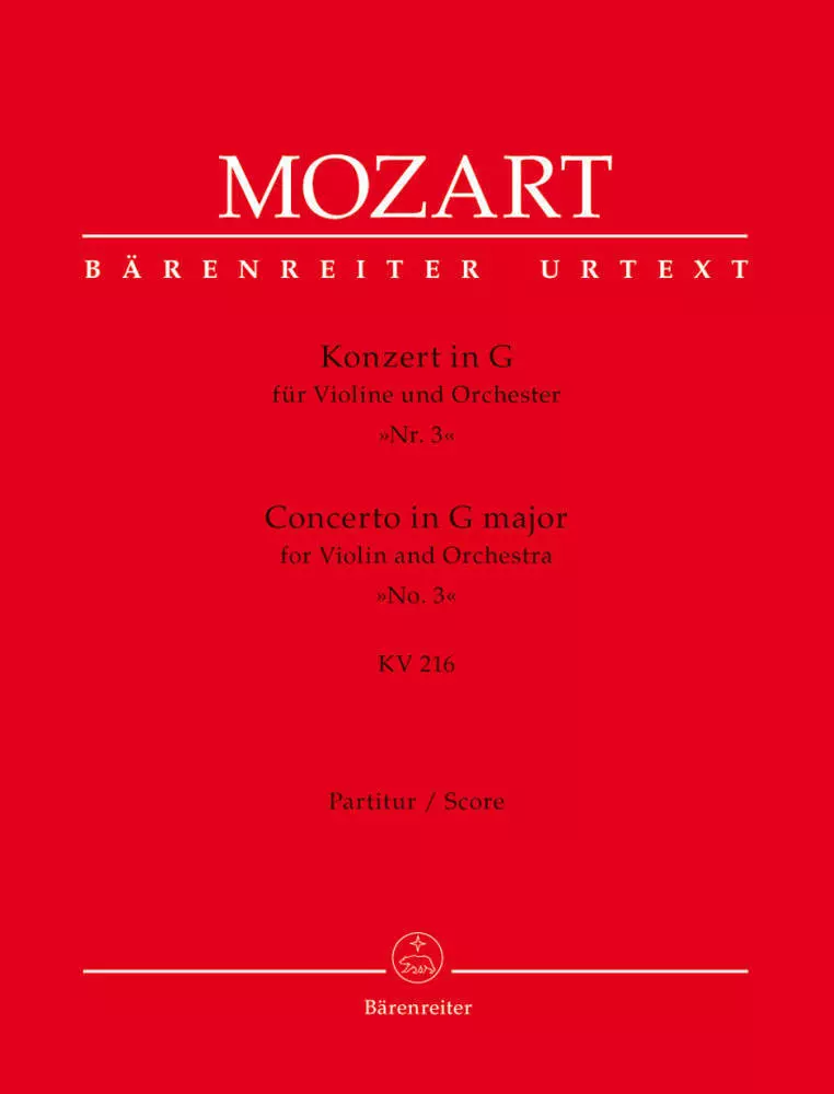 Concerto for Violin and Orchestra no. 3 G major K. 216 - Full Score