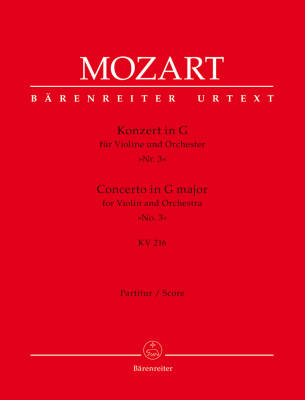 Baerenreiter Verlag - Concerto for Violin and Orchestra no. 3 G major K. 216 - Partition complte